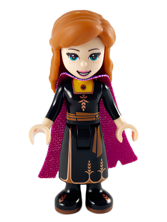 Минифигурка Lego Disney Princess Anna - Black Dress, Magenta and Dark Purple Cape, Wide Smile dp073 U